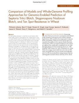 Comparison Of Models And Whole Genome Profiling Approaches For Genomic Enabled Prediction Of Septoria Tritici Blotch Stagonospo