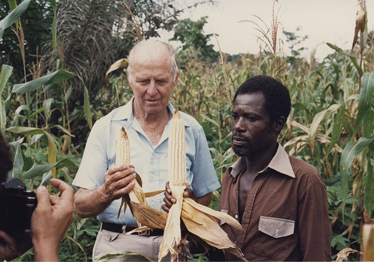 Dr. Norman E. Borlaug visit communities and maize plots in Africa early  90's (Part 1 of 2)